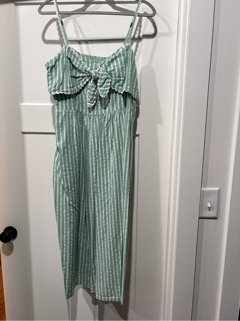 Old Navy Striped Tie-Front Midi Dress in Mint Green